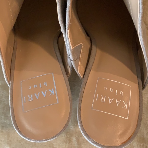 Kaari Blue Slide On Peep Toe Heels - Picture 5 of 7